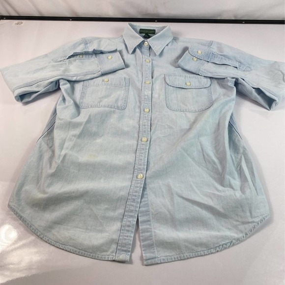 Ralph Lauren Womens Button Front Shirt Blue Long Sleeve Collar Pockets Cotton M - Picture 1 of 4